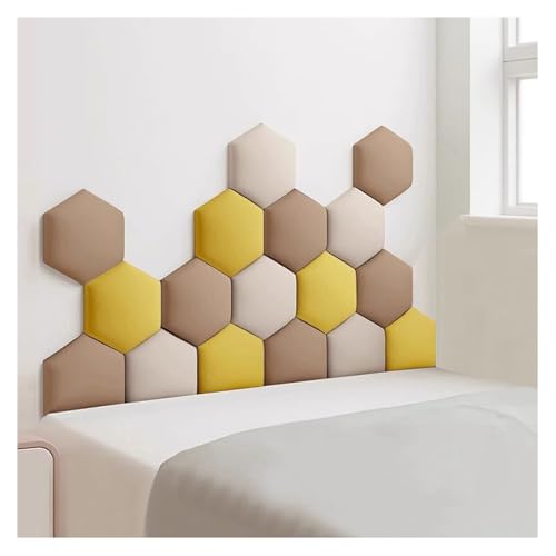 JNTFNE Gepolsterte Wandpaneele, Kopfteil, weiche Wandpolsterung, selbstklebend, Wandmontage, 3D-Kollisions-Stoffwandaufkleber, Gold, 120 x 70 cm, 17 Stück JNTFNE Gepolsterte Wandpaneele, Kopfteil, weiche Wandpolsterung, selbstklebend, Wandmontage, 3D-Kollisions-Stoffwandaufkleber, Gold, 120 x 70 cm, 17 Stück von JNTFNE