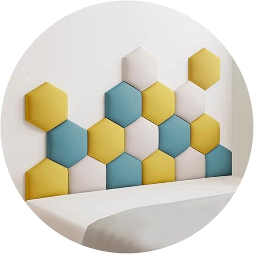 JNTFNE Gepolsterte Wandpaneele, Kopfteil-Wandpolsterung, Kollisionsschutz, selbstklebend, 3D-Wandpaneele für Kinderzimmer, Wanddesign (Gold, 120 x 70 cm) von JNTFNE