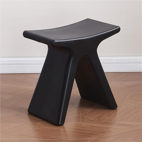 JNTFNE Kreativer niedriger Hocker aus Kunststoff, stapelbare Schuhwechselbank, spezieller Fußhocker für Wohnzimmer, Schlafzimmer und Eingangsbereich, Schwarz von JNTFNE