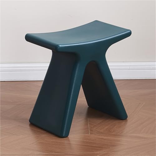 JNTFNE Kreativer niedriger Hocker aus Kunststoff, stapelbare Schuhwechselbank, spezieller Fußhocker für Wohnzimmer, Schlafzimmer und Eingangsbereich (Dunkelgrün) von JNTFNE