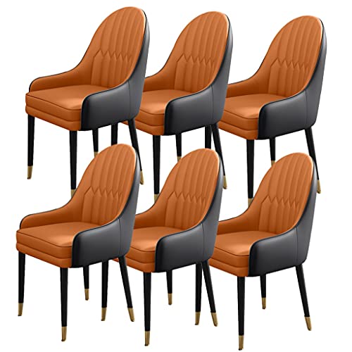 JNTFNE Moderne Esszimmerstühle, 6er-Set, mit Holzbeinen und Lederpolsterung, stilvoller Küchenstuhl für Wohnzimmer, Hotel und Empfang (Farbe: Braun) von JNTFNE