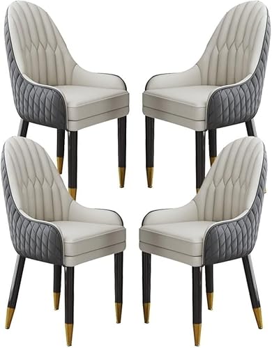 JNTFNE Moderne Esszimmerstühle aus Mikrofaser-Leder, Küchenstühle mit Massivholzbeinen, für Wohnzimmer, Lounge, Theke, Schlafzimmer, Balkon, Kaffee und Orange (Zementgrau und Beige) von JNTFNE