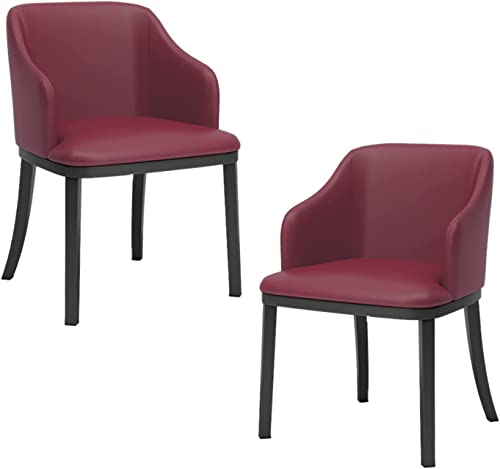 JNTFNE Moderne Esszimmerstühle aus PU-Leder, 2er-Set, hohe Rückenlehne, weicher Sitz, Sessel mit gepolstertem Komfort, stilvolle schwarze Metallbeine, perfekt für Wohnzimmer und Küche (Rot) von JNTFNE
