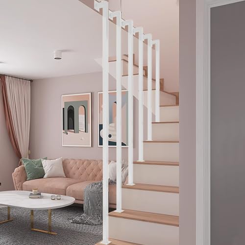 JNTFNE Moderner Handlauf für Treppen, weißes Handgeländer für Innen- und Außenbereich, Haltegriff, L-förmiges Schutzgeländer, Geländer, Metall, Schmiedeeisen, Treppengeländer, Handläufe (Größe: 30 cm) von JNTFNE