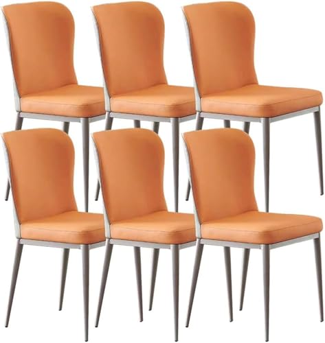 JNTFNE Modernes Set mit 6 ergonomischen Küchen- und Esszimmerstühlen mit stabilen Beinen aus Karbonstahl und Mikrofaser-Ledersitzen, ideal für Wohnzimmer, Esszimmer und Küchendekoration (charmantes von JNTFNE