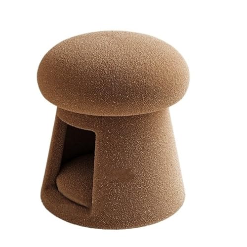 JNTFNE Pilz-Fußhocker, Sofa-Eingangs-Schuhhocker, Hocker mit Katzenbett, runder Ottomane, geeignet für Wohnzimmer, Schlafzimmer, Eingang (Braun) von JNTFNE