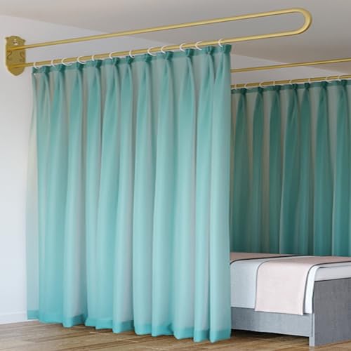 JNTFNE Raumteilervorhänge, Sichtschutzwände, breiter Verdunkelungsvorhang, für Schiebetüren im Wohn- und Schlafzimmer, 1 Vorhang und Regal (Farbe: Grün, Größe: 2er-Set) von JNTFNE