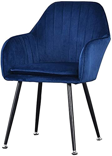 JNTFNE Samt-Esszimmerstuhl Wohnzimmerstuhl mit Metallbeinen, Samtsitz und Rückenlehnen, Freizeit-Sofa-Stuhl (Farbe: Blau 2, Größe: schwarze Beine) von JNTFNE