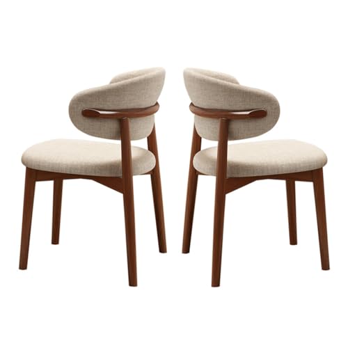 JNTFNE Set mit 2 modernen Esszimmerstühlen aus Holz mit gepolsterter, gebogener Rückenlehne, gepolstert von JNTFNE