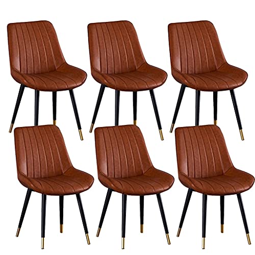 JNTFNE Set mit 6 modernen Esszimmerstühlen aus der Mitte des Jahrhunderts, stilvolle Metallbein-Seitenstühle mit PU-Kissen, Sitz und Rückenlehne, perfekt für Küche und Wohnzimmer (Orange & Schwarz mit von JNTFNE