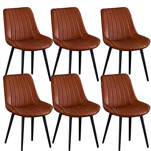 JNTFNE Set mit 6 modernen Esszimmerstühlen aus der Mitte des Jahrhunderts – stilvolle Küchenstühle mit Metallbeinen und PU-Kissen – Orange & Schwarz für Wohnzimmerdekoration von JNTFNE