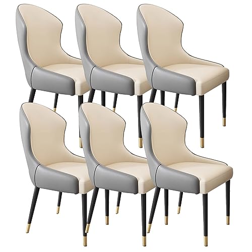 JNTFNE Set mit 6 modernen Esszimmerstühlen mit verschleißfesten Ledersitzen für Küche, Schlafzimmer, Ehezimmer, Balkon und Wohnzimmer, gebrochenes Weiß und Dunkelgrau JNTFNE Set mit 6 modernen Esszimmerstühlen mit verschleißfesten Ledersitzen für Küche, Schlafzimmer, Ehezimmer, Balkon und Wohnzimmer, gebrochenes Weiß und Dunkelgrau von JNTFNE