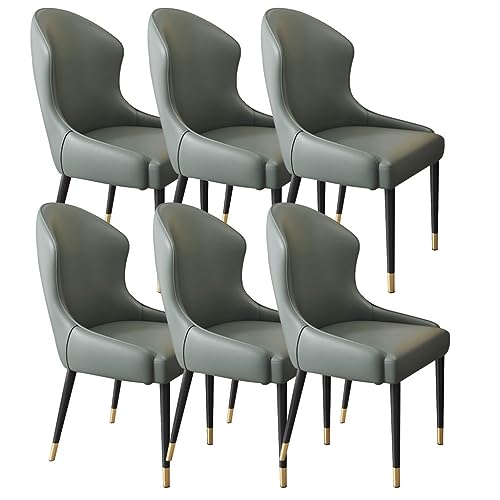 JNTFNE Set mit 6 modernen Esszimmerstühlen mit verschleißfester Lederpolsterung für Küche, Schlafzimmer, Hochzeitszimmer, Balkon und Sofa, cremefarben/dunkelgrau, ideal für Wohnzimmer, Schminktisch von JNTFNE