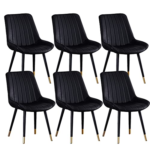 JNTFNE Set mit 6 modernen Küchen-Esszimmerstühlen, stilvolle Metallbeine, PU-Kissen, Sitz und Rückenlehne, Schwarz mit goldfarbenen Füßen, perfekt für Wohn- und Esszimmer-Dekoration von JNTFNE
