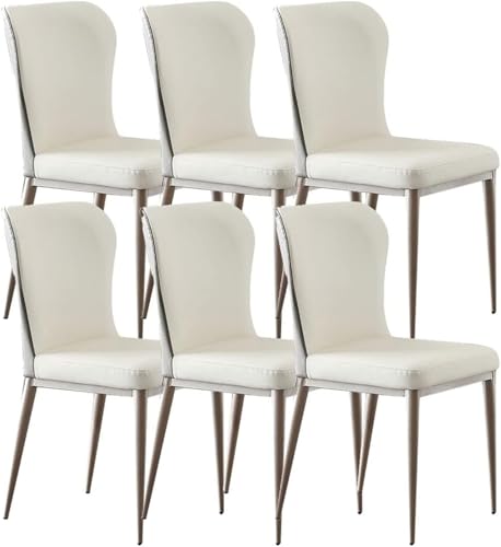 JNTFNE Set mit 6 modernen Küchen-Esszimmerstühlen mit ergonomischen Sitzen und stabilen Beinen aus Karbonstahl, Mikrofaser-Leder, Seitenstühle für Wohnzimmer, Esszimmer, elegante Göttin, weißes Finish JNTFNE Set mit 6 modernen Küchen-Esszimmerstühlen mit ergonomischen Sitzen und stabilen Beinen aus Karbonstahl, Mikrofaser-Leder, Seitenstühle für Wohnzimmer, Esszimmer, elegante Göttin, weißes Finish von JNTFNE