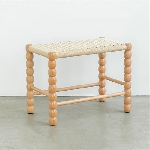 JNTFNE Vintage-Fußhocker, multifunktionaler Ottomane, kleiner quadratischer Hocker, einfacher Beistelltisch, Holzhocker, stilvoller Tritthocker für Wohnzimmer und Schlafzimmer (Khaki, 60 x 35 x 45 cm) von JNTFNE