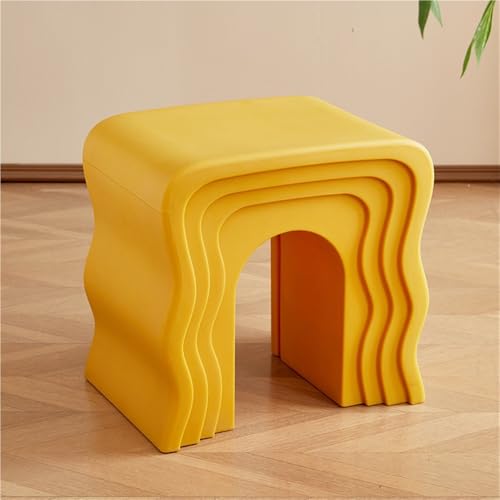 JNTFNE Wave Design Beistelltisch, moderner Couchtisch, dekorativer Nachttisch, kreativer Kunststoff-Fußhocker für Wohnzimmer, Schlafzimmer und Wohnung (gelb) von JNTFNE