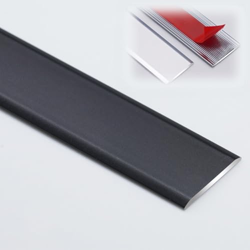 Selbstklebende Schwellenstreifen, flacher Übergangsstreifen für Türen, Aluminium-Türabdeckungsstreifen, Holzböden, Fliesen, Teppiche, Wand (Schwarz, L 90 x 33 mm) von JNTFNE