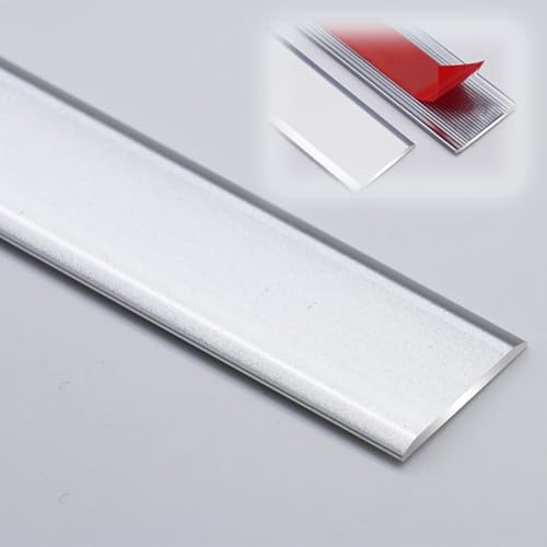 Selbstklebende Schwellenstreifen, flacher Übergangsstreifen für Türen, Aluminium-Türabdeckungsstreifen, Holzböden, Fliesen, Teppiche, Wand (Silber, L 90 x 12 mm) von JNTFNE