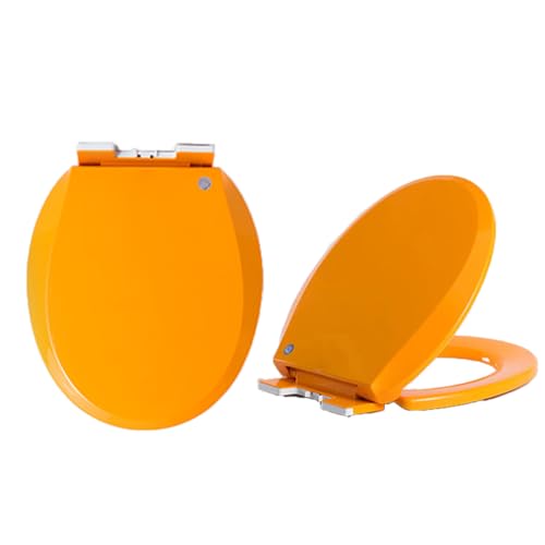Toilettensitz mit Absenkautomatik, leise und langsame Deckelhalterung, einfach zu installieren, zu reinigen, löst sich nicht (Orange, 36 x 41 cm) von JNTFNE