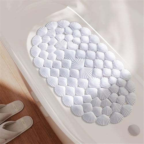 Weiße Muschel-Duschmatte für Badewanne, rutschfeste niedliche Badematten für Badezimmer, Ozean-Thema, Muschelmatte, für Hotel, Pool, Fitnessstudio, Spa, Boden von JNTFNE