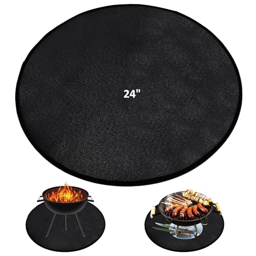 JNUYISW Feuerfeste Unterlage, 24" Rund Feuerschutzmatte Feuerstelle Pad Wasserdicht Faltbare Feuerfeste Matte Außenbereich Hitzeschutzmatte für Gras, Boden, Terrasse, BBQ, Deck, Camping, Garten von JNUYISW