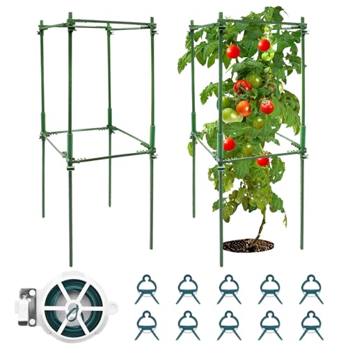 JNUYISW Garten Rankhilfe, 160CM Rankgitter Kletterhilfe mit 10 Pflanzenclips Verstellbarer Höhe Tomatenkäfig Pflanzenstütze für Tomaten, Gurken, Blumen, Kletterpflanzen, Garten JNUYISW Garten Rankhilfe, 160CM Rankgitter Kletterhilfe mit 10 Pflanzenclips Verstellbarer Höhe Tomatenkäfig Pflanzenstütze für Tomaten, Gurken, Blumen, Kletterpflanzen, Garten von JNUYISW