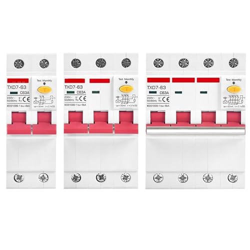 JNVFTCUX Leistungsschalter Dreiphasiger RCD 3P 4P Leckageschutz 15mA 30mA RCBO 20A 25A 40A 80amp 230 400V Volt Automatische Auslösung Schmal 1Stk Farbe: 3P Größe: 20(4P,10A 30MA) von JNVFTCUX