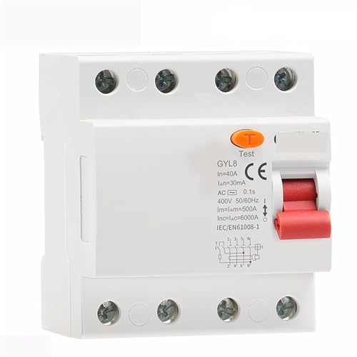 JNVFTCUX Leistungsschalter GYL8 3Phase+N RCD Elektromagnetischer Differenzialschalter 4P 25A 40A 63A 1St(4P 40A,300mA) von JNVFTCUX