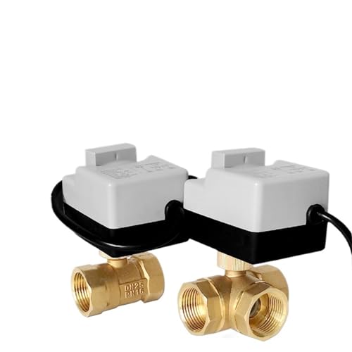 JNVFTCUX Messing motorisierter Kugelhahn 3-Wege-2-Wege-Steuerung elektrischer Kugelhahnantrieb mit manuellem Schalter AC220V DN15 20 40 for Wasser Luft(220V-3 Way Tee,Only Actuator) von JNVFTCUX