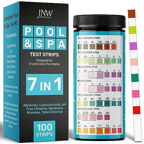 Pool und Whirlpool Teststreifen - 7-in-1 Wassertester für Pools - Pooltester Chlor und pH - 100 Pool Teststreifen mit E-Book - JNW Direct Pool und Whirlpool Teststreifen - 7-in-1 Wassertester für Pools - Pooltester Chlor und pH - 100 Pool Teststreifen mit E-Book - JNW Direct von JNW Direct