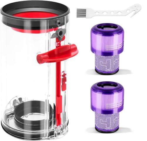 Staubbehälter für Dyson V11 V15 Staubsauger Ersatzteile mit 2 Stück Filter & Reinigungsbürste, Transparenter Staubsammeltopf für Dyson SV14 SV15 SV22 Zubehör von JNYLYFC
