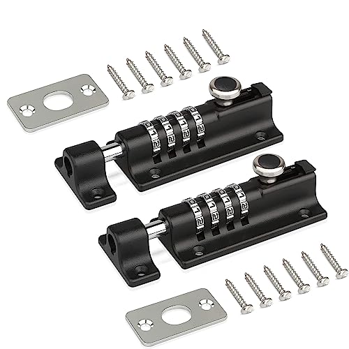 2 Sätze Türriegel Kombinationsschloss, Robustes Schiebetorschloss Für Holztore, Edelstahl, Manipulationssichere Schrauben, Kombinations Zahlenriegelschloss Für Zwinger, Scheunen, Lagerhäuser Usw 2 Sätze Türriegel Kombinationsschloss, Robustes Schiebetorschloss Für Holztore, Edelstahl, Manipulationssichere Schrauben, Kombinations Zahlenriegelschloss Für Zwinger, Scheunen, Lagerhäuser Usw von JNYYGSALL