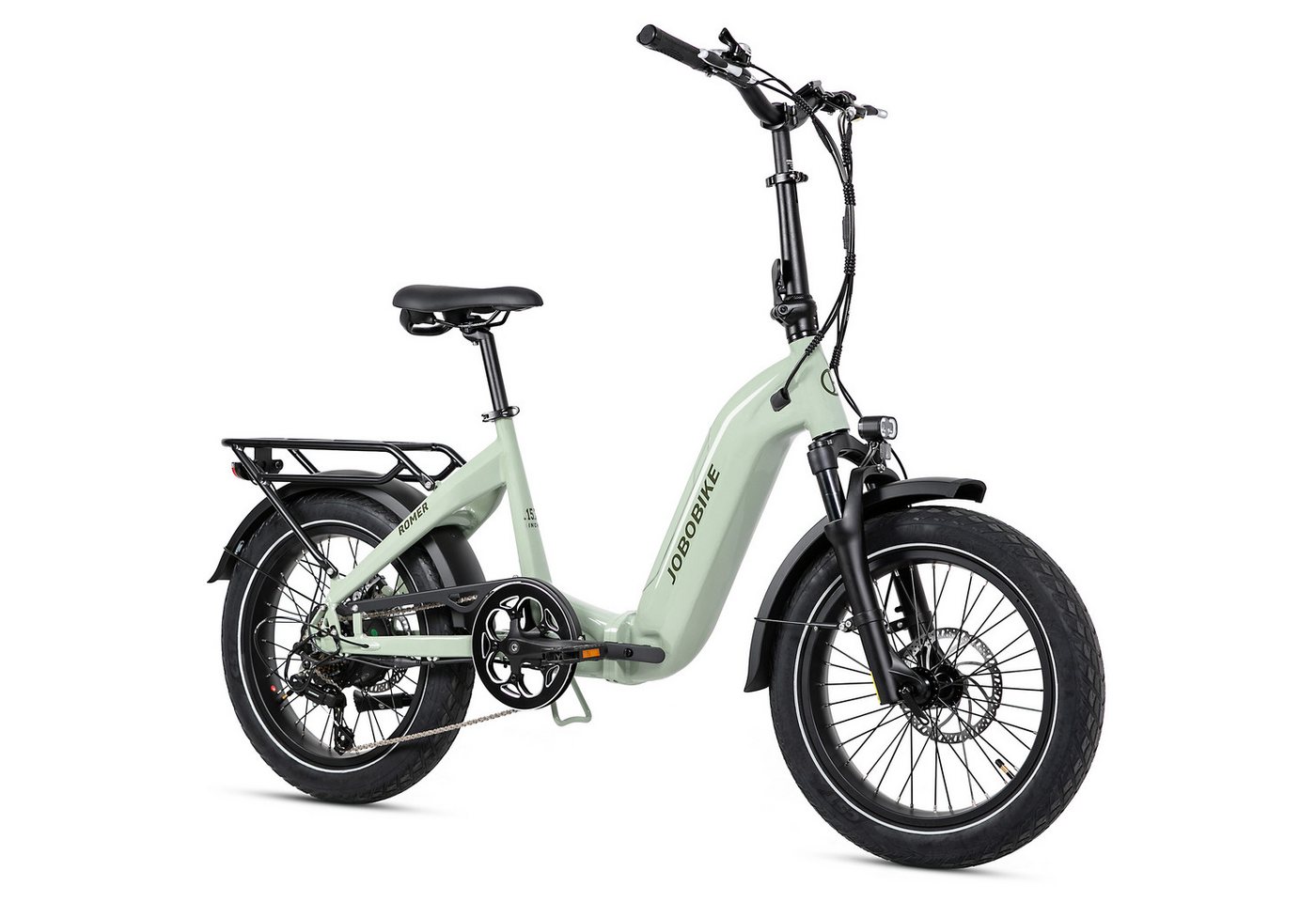 JOBOBIKE E-Bike Klapprad 20x3 Zoll Damen und Herren, 720Wh, Pedelec Cityrad 65-100km, 7 Gang Shimano, Kettenschaltung, Heckmotor, 720 Wh, (abnehmbarer Akku, mit Gepäckträger), 80 Nm, klappbares Elektrofahrrad mit Tiefer Einstieg, ab 160cm von JOBOBIKE