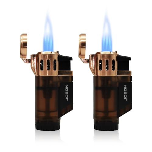 JOBON Triple Jet Flame Torch Feuerzeug, Butan nachfüllbare Gasfeuerzeuge mit einer Geschenk-Box, 2 Stück (Butan nicht im Lieferumfang enthalten) (Gold) von JOBON