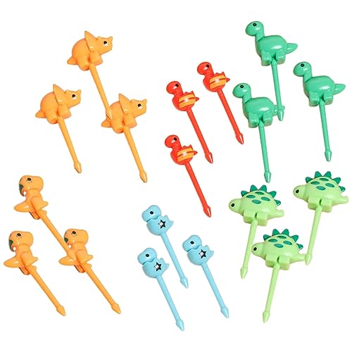 JOCXZI 18 Stück 3D Dinosaurier obstgabeln-Kinder Animal Fruit Forks Zahnstocher Kinder Mini Gabeln für Kinder Obstgabeln Plastik Gabel Spieße Kinder für Lunchbox, Party, Geburtstagsfeier von JOCXZI