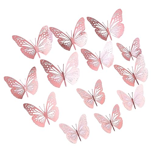 JOCXZI 3D Schmetterlinge Deko Abnehmbare Dekoration Wandtattoo Butterfly Wandsticker Schmetterling Wandaufkleber Heimdeko Kinderzimmer Schlafzimmer Deko,36 Roségold von JOCXZI