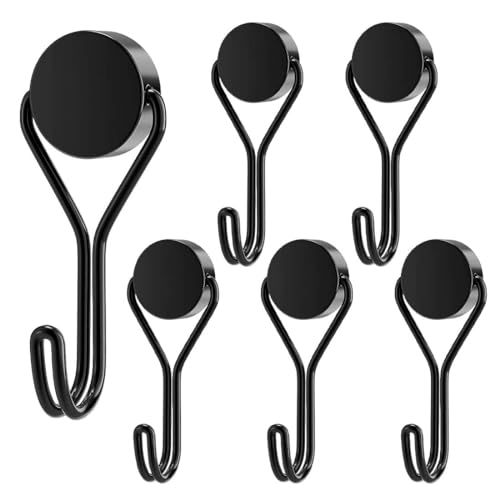 JOCXZI Magnethaken - 6Pcs Magnethaken Schwarz Extra Stark für Küche, Gadgets, Schlafzimmer, Schließfächer, Büro, Kühlschränke, Aufhängen Dekorative Lichter, Grill, Gartenwerkzeugen von JOCXZI