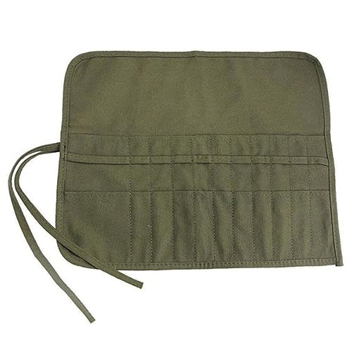 JOCXZI Stifterolle Rollmäppchen,Armee-Grün Rolle Rollmäppchen,Leinwand Pinseltasche,40x 33CM,Leinwand Pinseltasche Federmäppchen, für Künstler Feder Aquarell Öl-Pinsel,22 Löcher Pinseltasche von JOCXZI