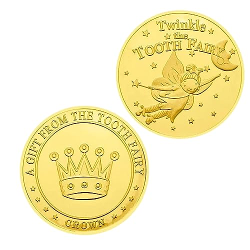 JOCXZI The Tooth Fairy Coin - 2 Stück Zahnfee Münzen, Zahnfee Geschenke Mädchen, Zahnfee Geschenke Jungen, Gold Zahnfee Münze, Zahnfee Geschenke für Verlorenen Zahn Kinder Geschenke Souvenir von JOCXZI