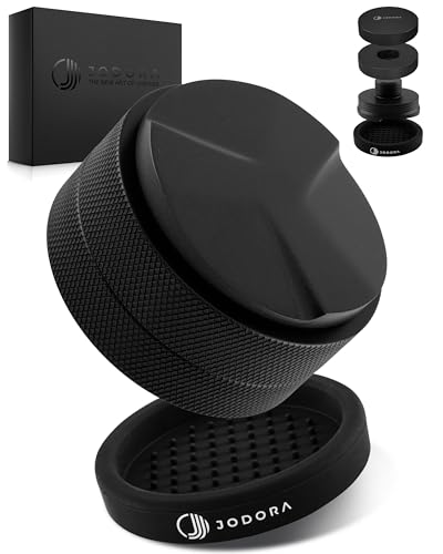 JODORA Leveler 58mm - Ergonomischer Espresso Distributor 58mm - Hochwertiger Espresso Verteiler zur optimalen Extraktion - Coffee Distributor aus stabilen rostfreien 304 Edelstahl (Schwarz, 58mm) von JODORA