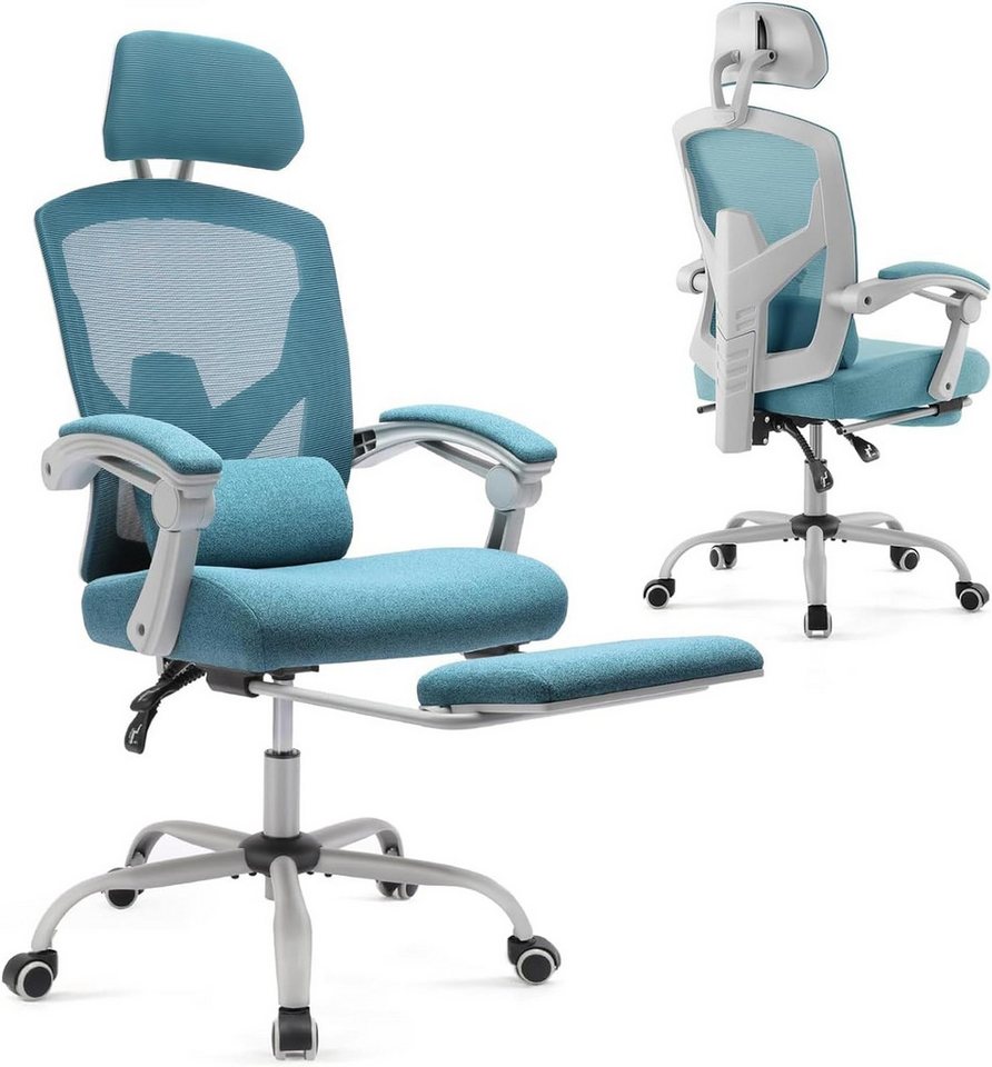 JOEAIS Bürostuhl Chefsessel Schreibtischstuhl Stuhl OfficeChair Drehstuhl Computerstuhl (Bürostuhl Ergonomisch Bürosessel mit Rollen und Wippfunktion), Verstellbarer Lordosenstütze Armlehne, Höhenverstellung von JOEAIS