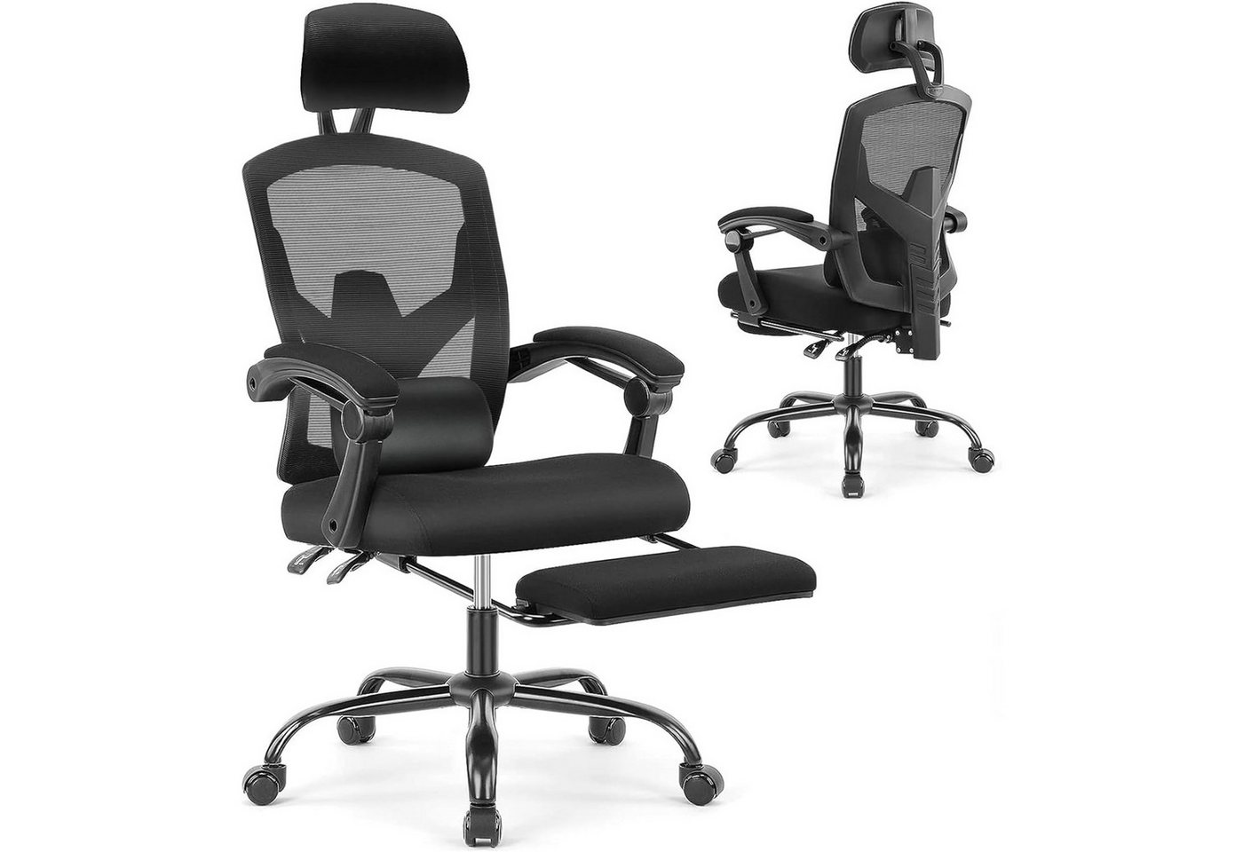 JOEAIS Bürostuhl Chefsessel Schreibtischstuhl Stuhl OfficeChair Drehstuhl Computerstuhl (Bürostuhl Ergonomisch Bürosessel mit Rollen und Wippfunktion), Verstellbarer Lordosenstütze Armlehne, Höhenverstellung von JOEAIS