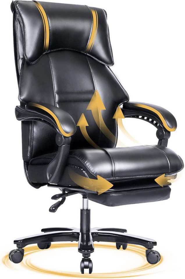 JOEAIS Gaming-Stuhl Gaming Chair Gaming Sessel pc Stuhl Ergonomischer Stuhl (mit Wippfunktion, Höhenverstellbar, Massage Lendenkissen), mit Fußstützen 200 kg Belastbarkeit Massagefunktion von JOEAIS