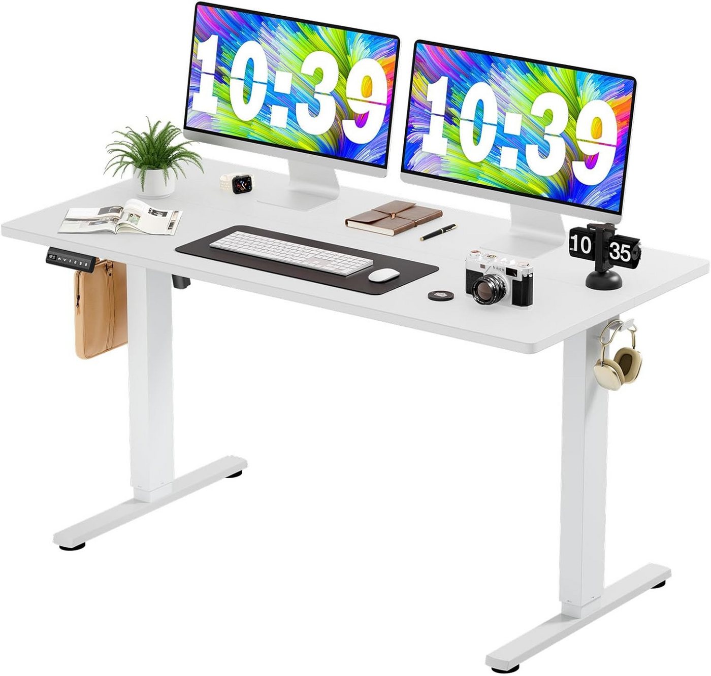 JOEAIS Schreibtisch Höhenverstellbarer Gaming Tisch Computertisch 140*60CM Standing Desk (Table Tisch Höhenverstellbar Gaming Desk Height Adjustable Desk), Computertisch Elektrischer Voreinstellung mit Kopfhörerhaken von JOEAIS