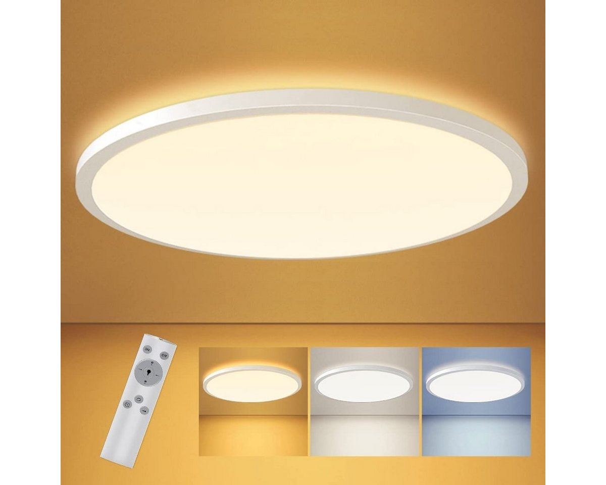 JOEAIS LED Deckenleuchte Deckenlampe Led Deckenleuchte Flach Lampen Ceiling Light Küchenlampe, mit Fernbedienung Ø295 mm 1600 Im IP54 wasserdicht 3000K-6000K von JOEAIS