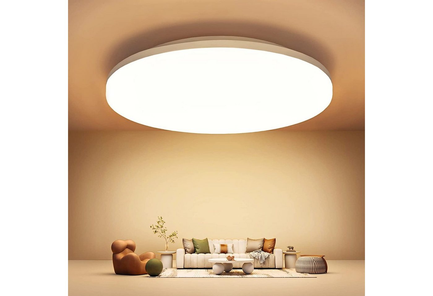 EUARY LED Deckenspots Led Deckenlampe Deckenleuchte Flach Lampen Ceiling Light Küchenlampe, Deckenbeleuchtung 2700K Warmweiss IP5418W 2200LM für Bad Flur Keller von EUARY