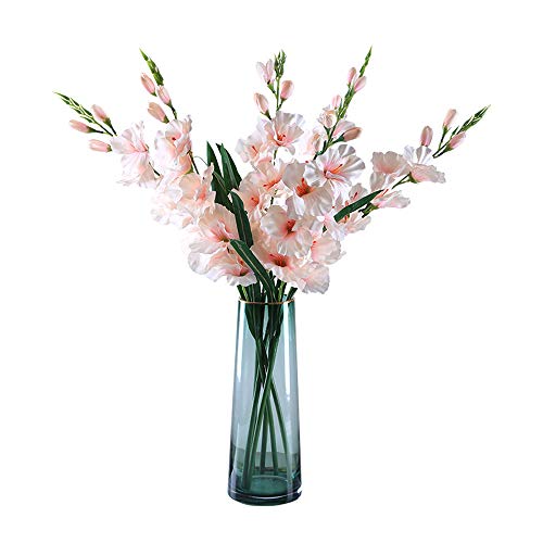 JOEBO 5 Stück 30'' Orchideen Kunstblumen Einzelstiel Gladiolen Fake Blumen for Hausgarten Party Hochzeit Dekoration /1 (Color : Light Pink) von JOEBO