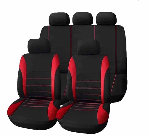 JOEBO Auto SitzbezüGe Komplettset für Fo-rd EcoSport III II I 3.Gen/2.Gen/1.Gen 2019-2024, Stoff Sitzschoner Vorne Hinten Wasserdicht Styling-ZubehöR,B/9pcs Set Red von JOEBO