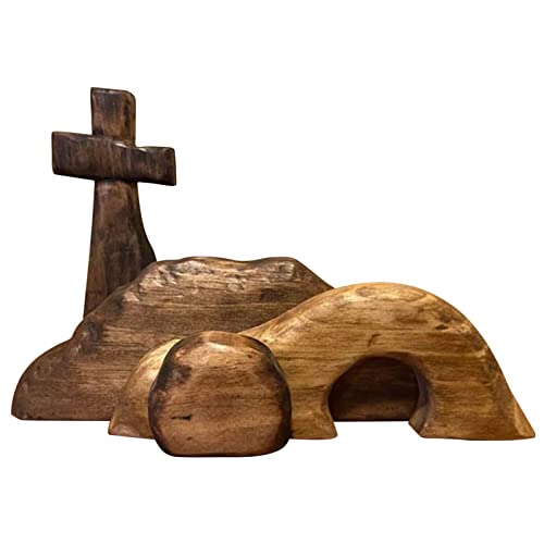 JOEBO Die Leere Grab-Osterszene und das Kreuz – Holz Plus Dickes Jesus-Grab-Ostertablett-Bundle-Set – -Hausfiguren-Ornament – ​​-Tischdekorationen Jesus-Puzzle-Statue/7 von JOEBO